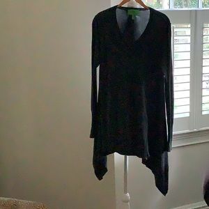 LOGO by  Lori Goldstein gray, V neck,long sweater